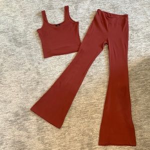 Rue 21 Semi Cropped Tank and Flare Pants Set